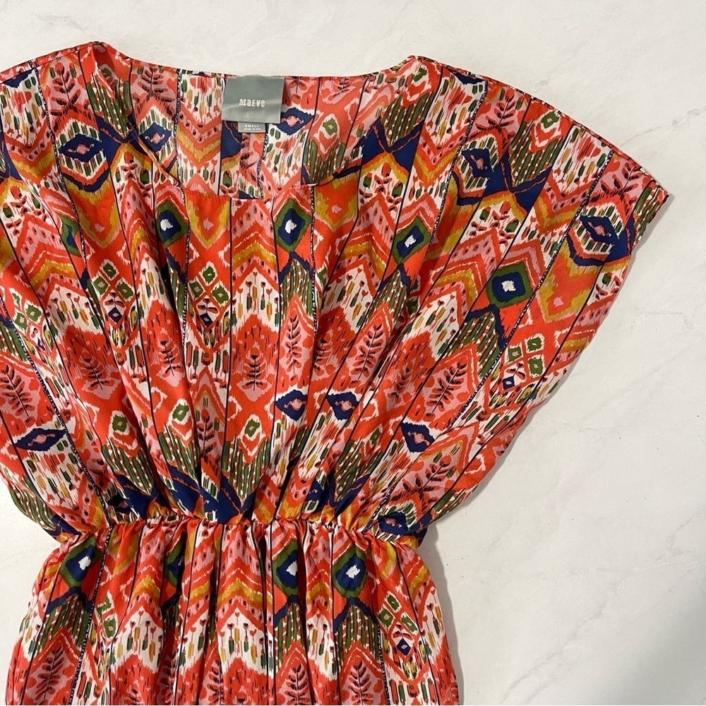 Anthropologie Maeve Red Aztec Boho Print Top / Swim Coverup Size Small‎ - Picture 3 of 6